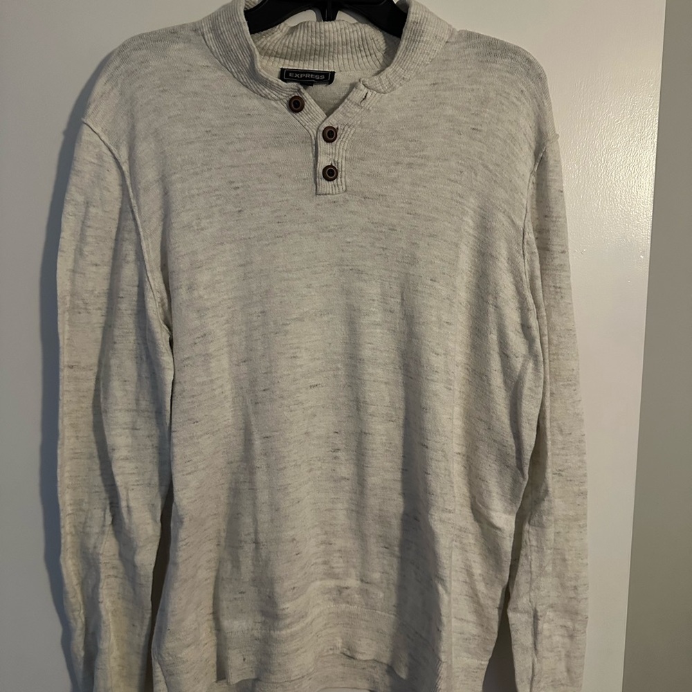 Express Men's Light Gray Crewneck Sweater